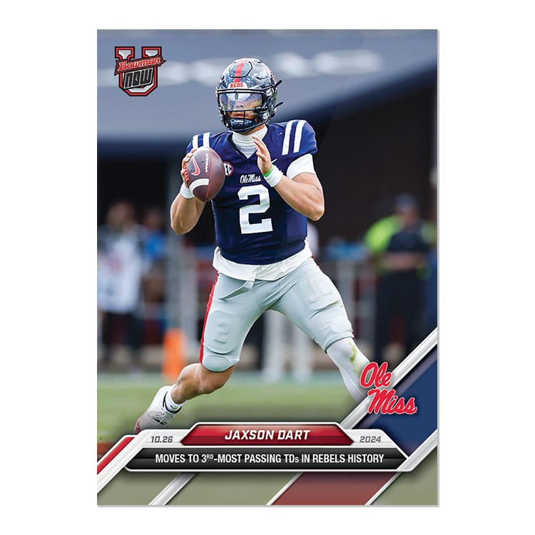 Jaxson Dart 2024 Bowman U NOW card 32, official Topps product image.