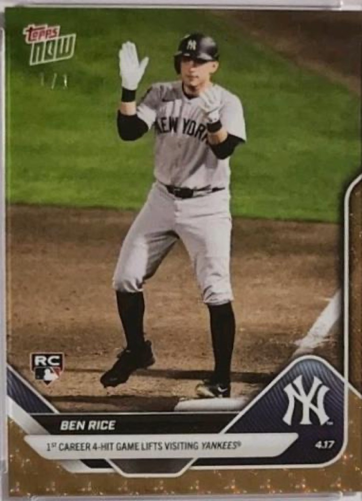 Ben Rice 2025 Topps NOW FoilFractor one-of-one card.